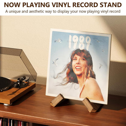 Now Playing Vinyl Record Stand, Solid Wooden Vinyl Record Holder Display Stand, Retro Now Spinning Record Stand for Vinyl Record