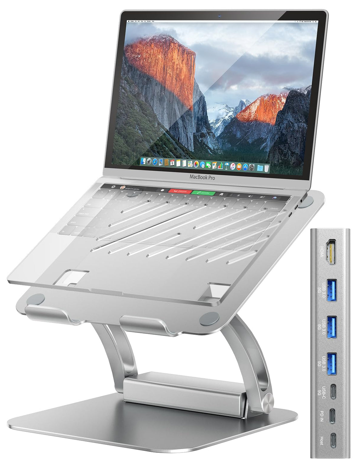 tounee Laptop Stand with Detachable USB-C Hub, 100W PD Charging, 4K@60Hz HDMI, 3 USB Ports