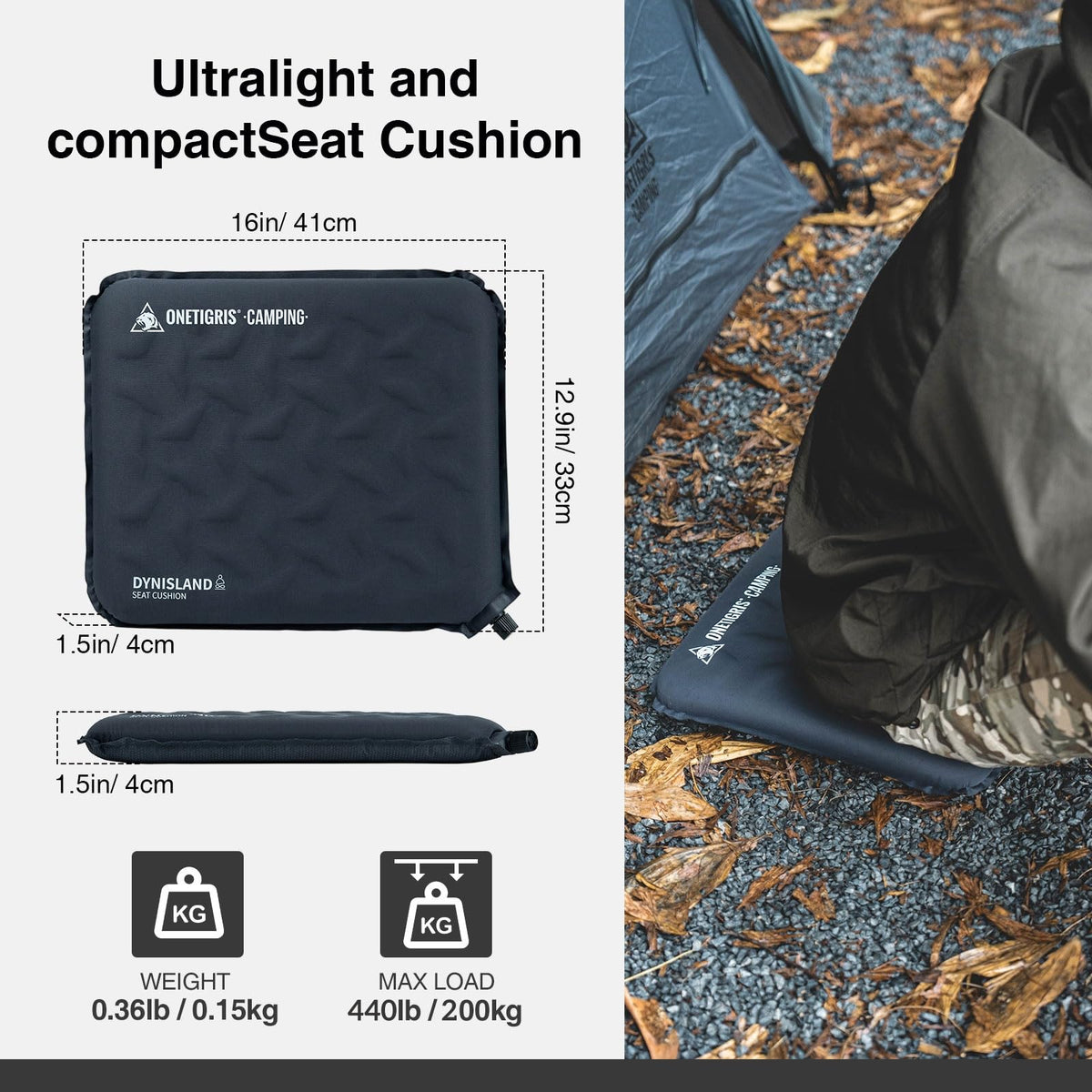 OneTigris Inflatable Seat Cushion, Lightweight Waterproof Seat Pad