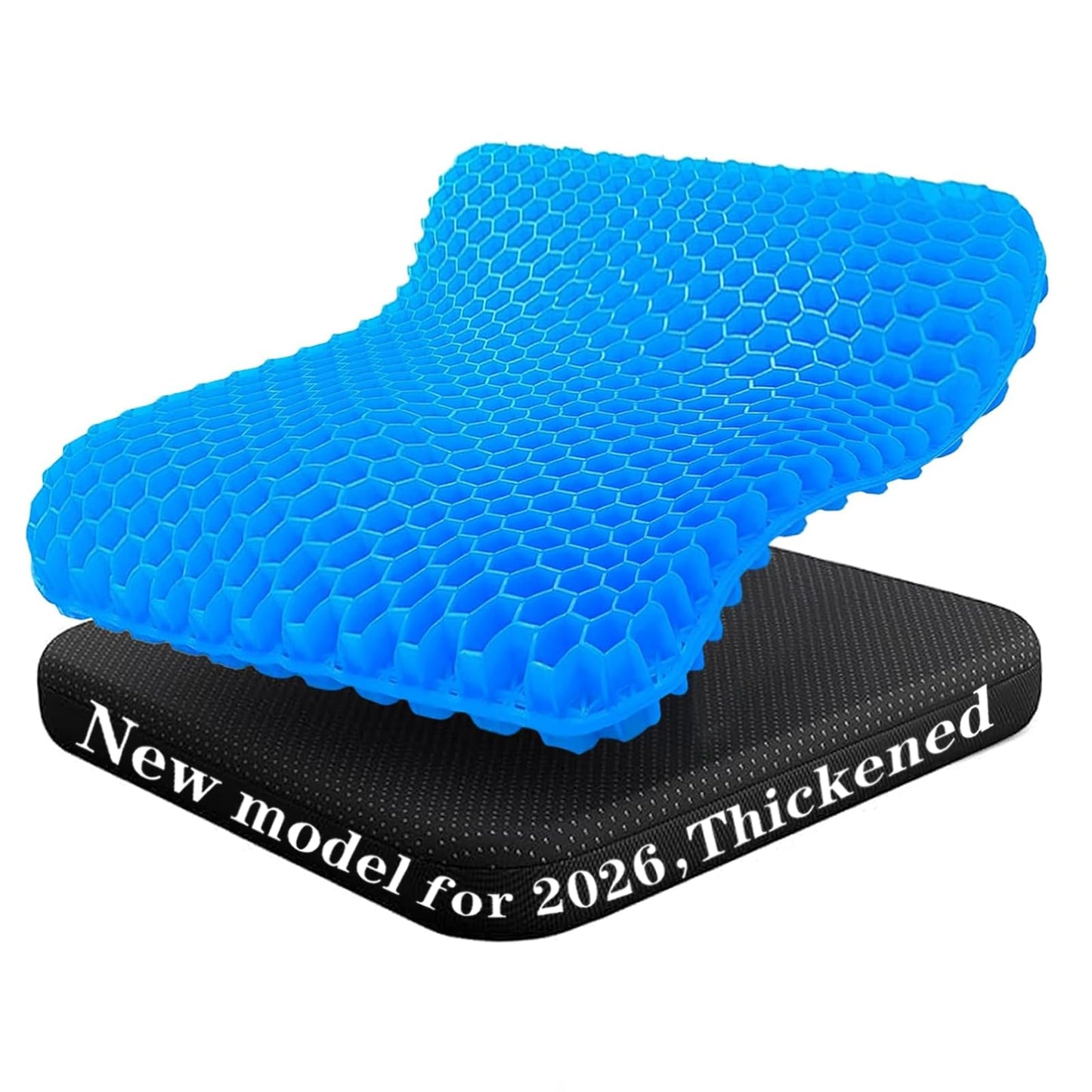 2026 Upgraded Soft Gel Seat Cushion, 42*36*4.5cm Extra Thick Honeycomb Cushion, Cooling Breathable Chair Pad with Washable Non-Slip Cover