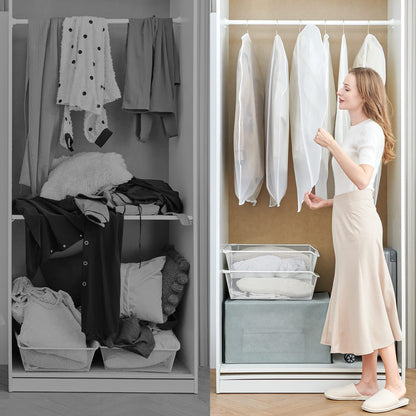 GoMaihe Clothes Cover Bags Set of 12, 60 x 120cm/6pcs + 60 x 100cm/6pcs Dress Garment Bag with Zip in Wardrobes