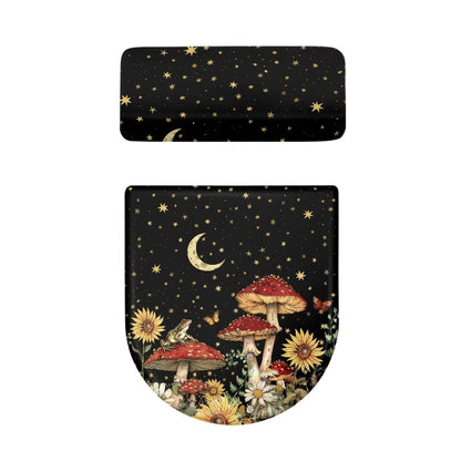 Biyejit Mushroom Star Toilet Lid Cover and Toilet Tank Cover Set Washable Toilet Tank Protector with Elastic Edge Bathroom Toilet Cushion Universal