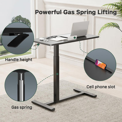 Gibbon Mounts Mobile Standing Desk with Wheels, 80x40cm Overbed Side Table