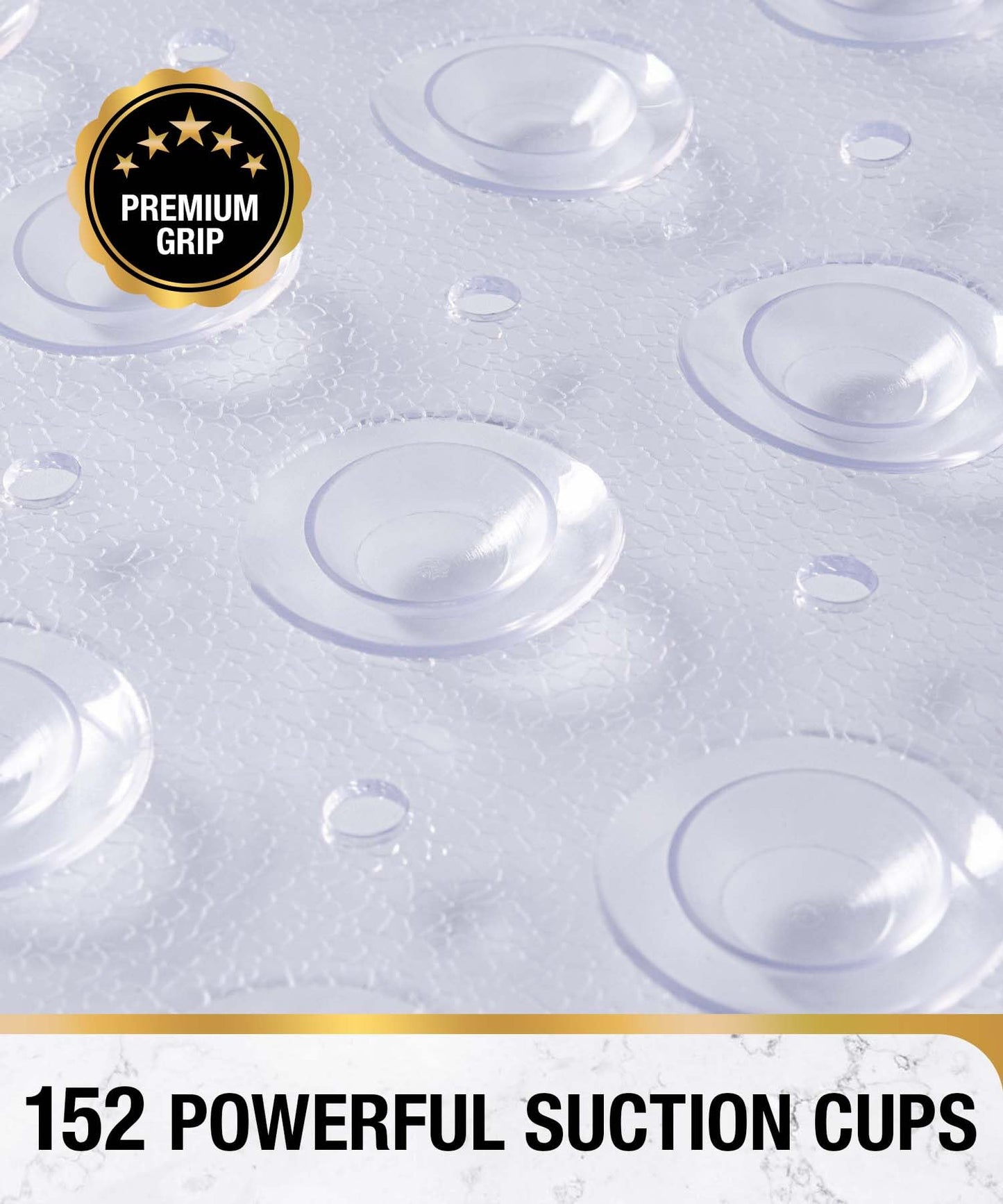 HITSLAM Square Shower Mat Non Slip Anti Mould, 53 x 53cm Bath Mat for Tub with Suction Cups and Drain Holes
