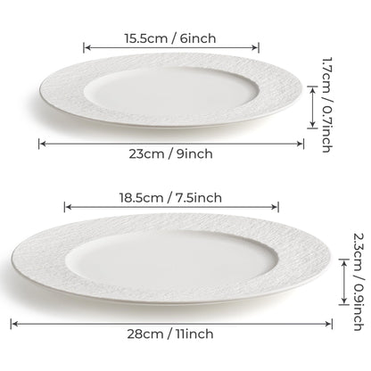 MIAMIO - 23 cm, Set of 4 Dinner Plates/Ceramic Plate Set, Crockery Set - Modern Plates, Microwave and Dishwasher Safe - Oasis Collection