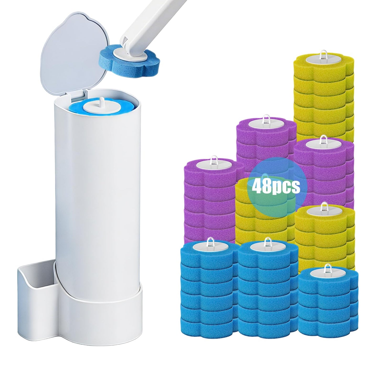 zxevg Disposable Toilet Brush & Holder Set with 48 Refills (1)