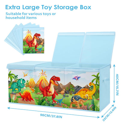 Decalsweet Extra Large Kids Toy Storage Box with Lid,Foldable Oxford Toy Storage Organizer Box for Boys-96?32?40cm-Lightweight Toy Chest with Handles