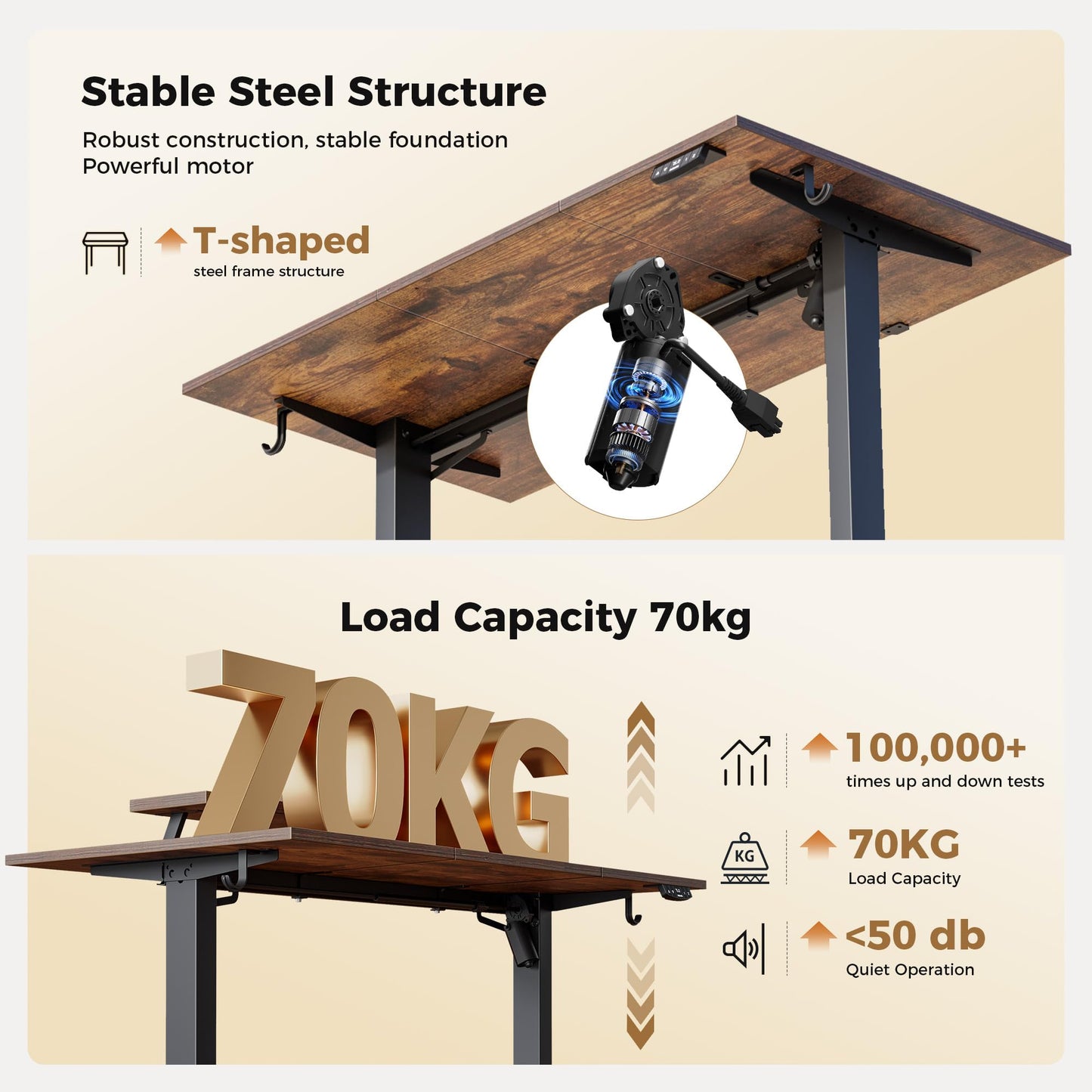 Agilestic Electric Standing Desk, Led & Plug, Movable Monitorstand, 140x60