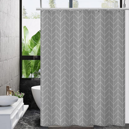 HUIBOHOU Shower Curtain - Solid Colour Fabric Shower Washable Curtain Mould Resistant and Water Repellent,180 * 200cm Mixed Grey, 180 * 200cm