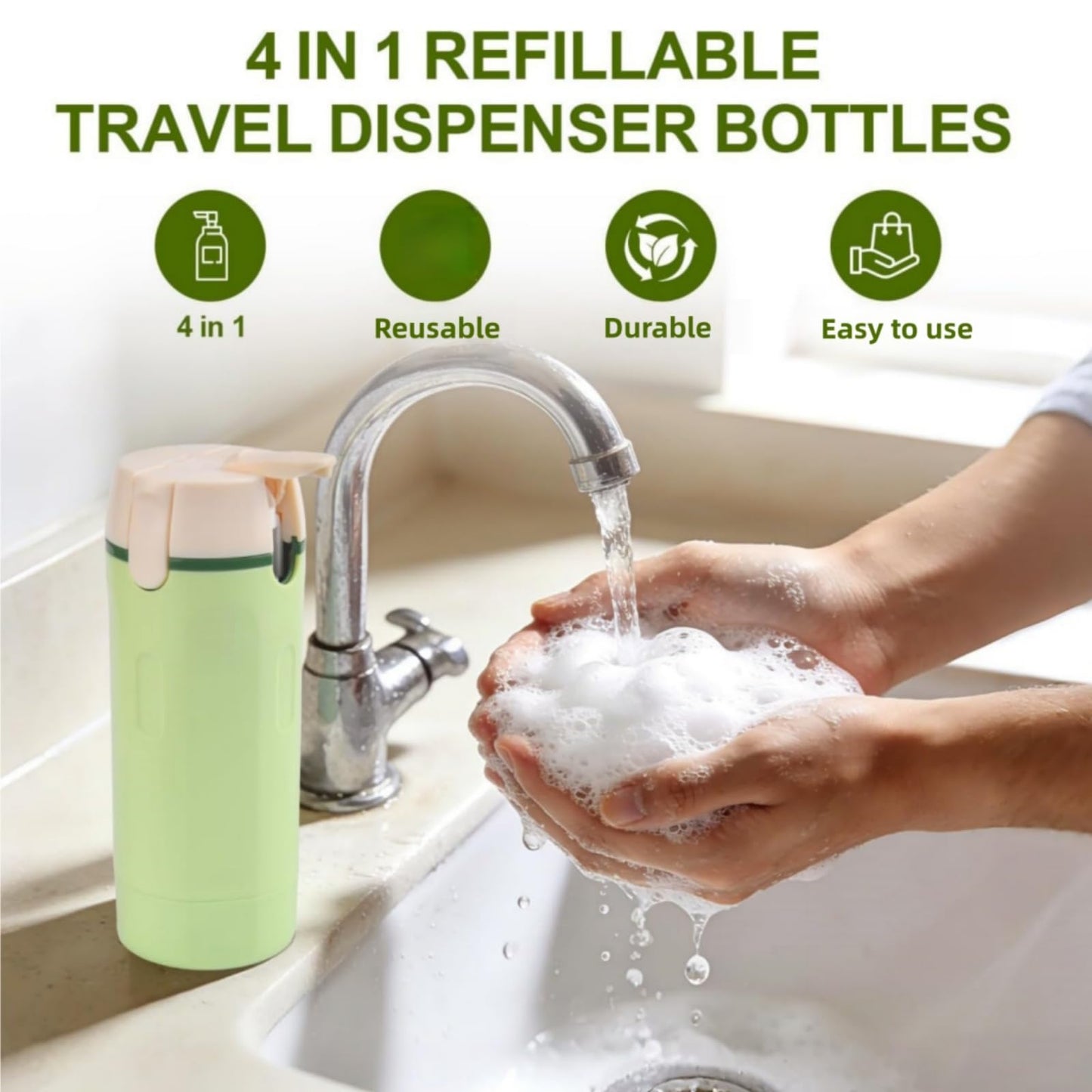 4 In 1 Travel Bottle Dispenser,Travel Pump Bottles For Toiletries,Portable T-ravel Essentials,Leak Proof Design Squeeze Bottles,Multifunctional