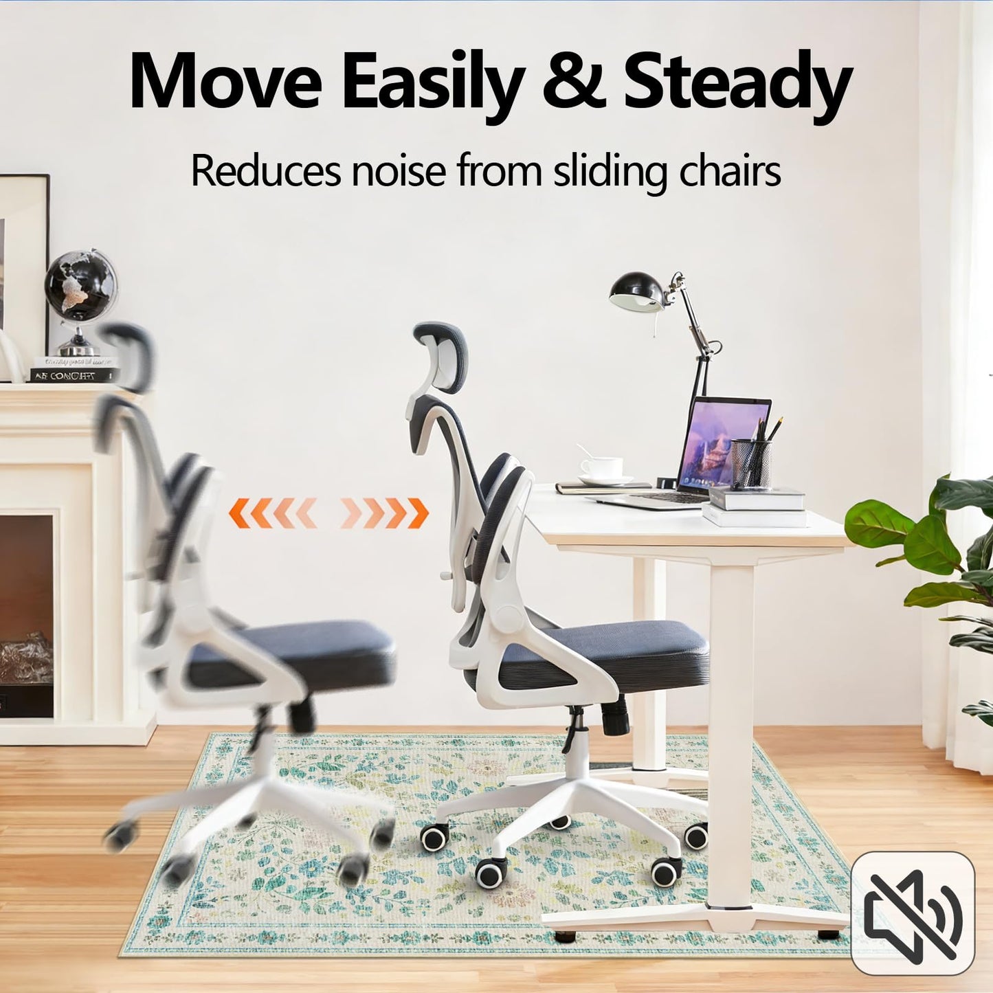 Homcomodar Office Chair Mat for Hardwood Floor 90x120cm Office Floor Mat Anti-Slip Floor Protector for Office Beige Desk Chair Mats for Hard Wooden