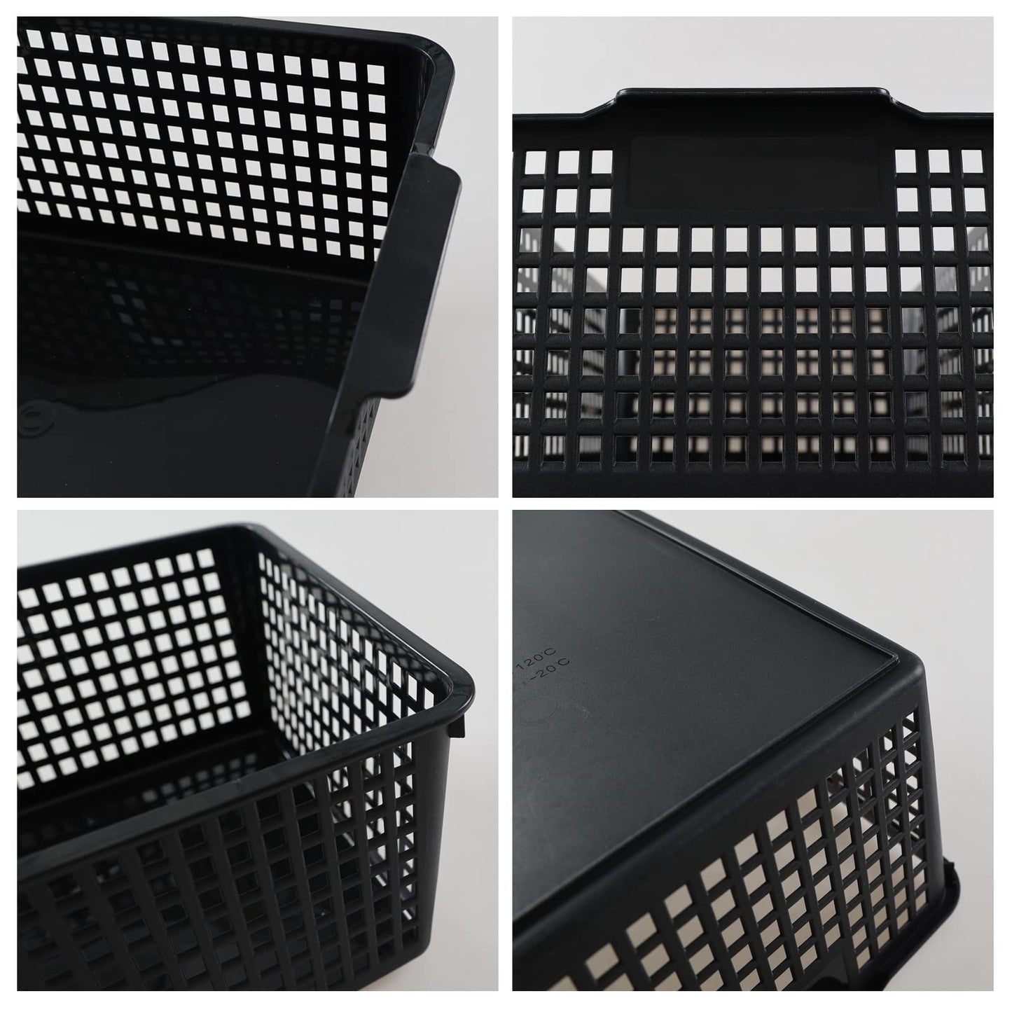 Joyeen Large Stroage Basket, Plastic Kitchen Cupboard Basket Box Set of 4 (Black)