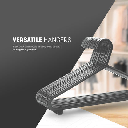 KEPLIN Adult Plastic Coat Hangers - 25pk, Strong Clothes Hangers for Clothes Rail & Closet, Clothing Hanger with Suit Pants Trouser Bar and Clips
