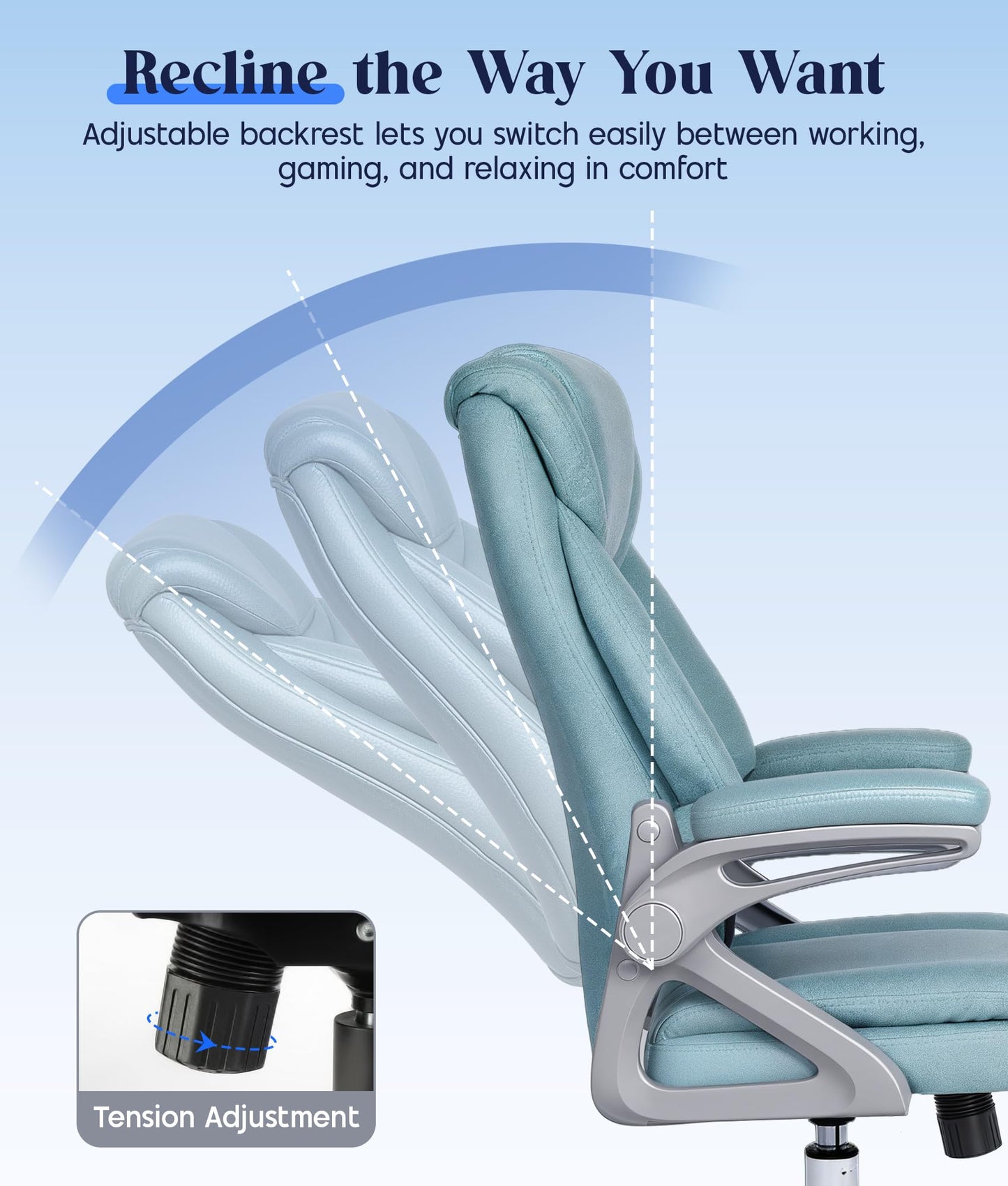 AUNEK Executive Office Chair with Padded Flip-up Armrests, Height Adjustable Swivel Computer Chairs, Ergonomic Desk Chair with Soft Cushion