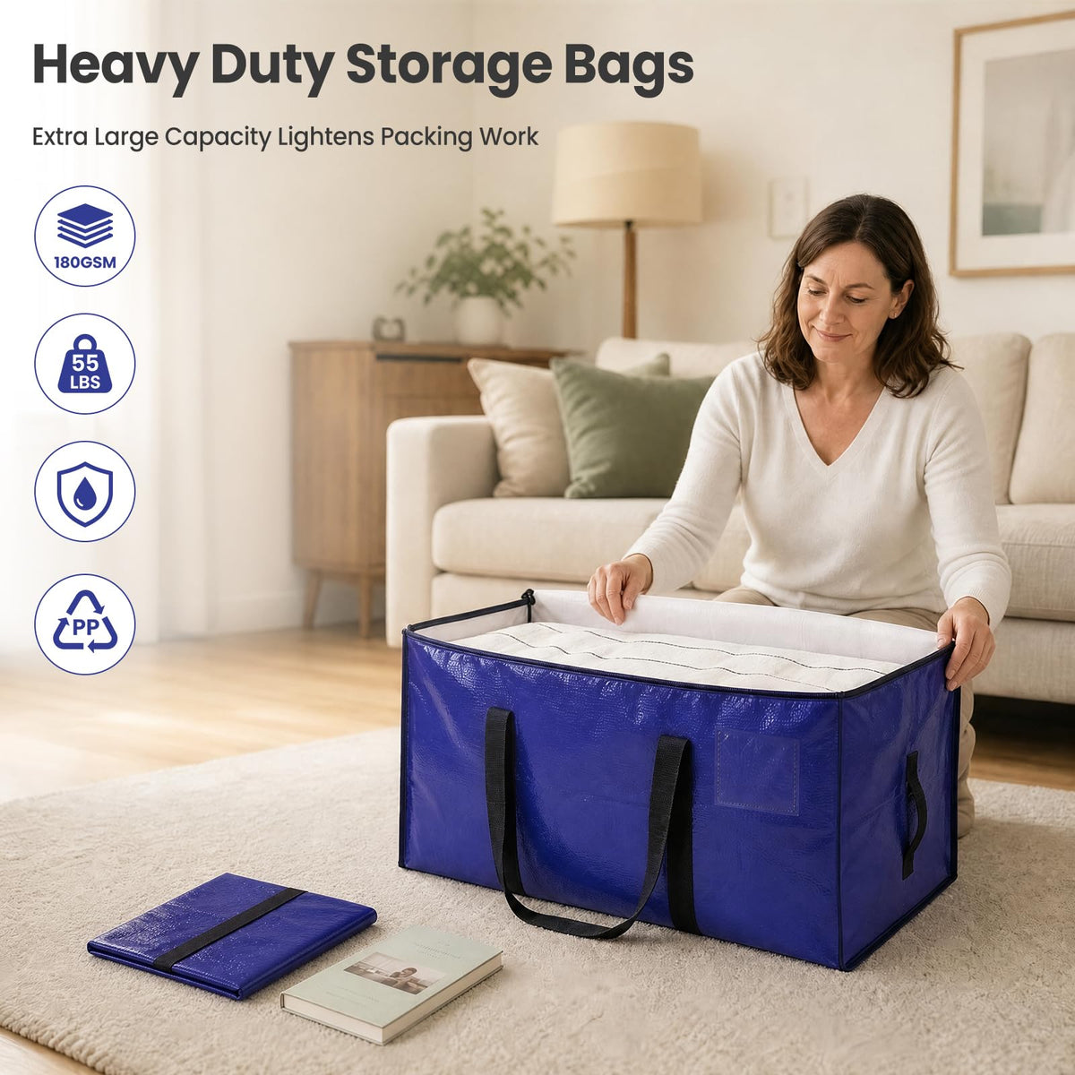 Hode Heavy Duty Moving Bags Extra Large Strong Plastic Storage Bags Zips