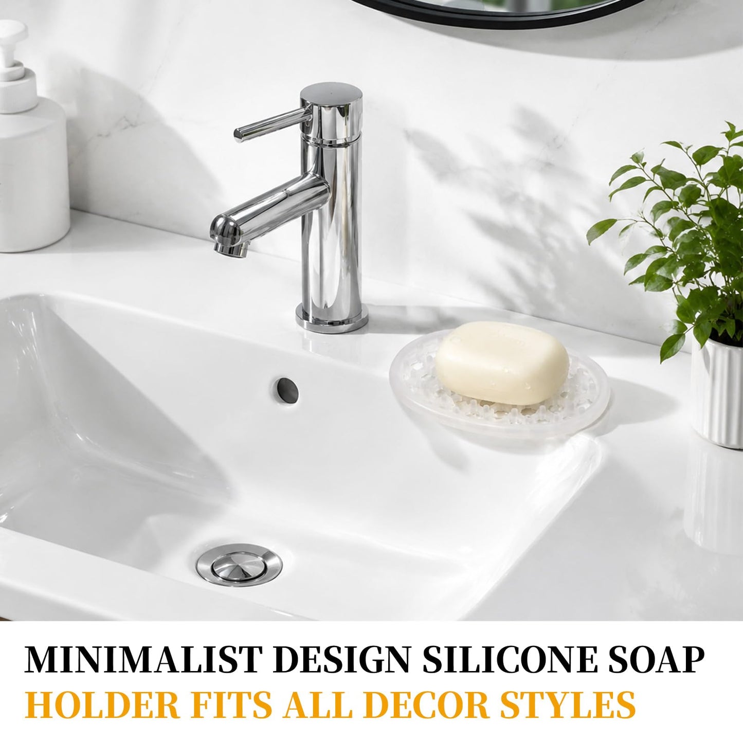 3 Pcs Silicone Soap Dish Self Draining Soap Holder with Holes(Transparent)