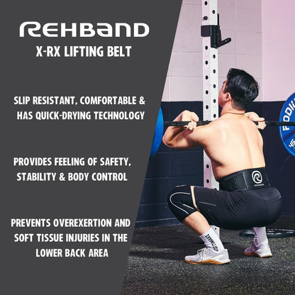 Rehband Weight Lifting Belt - Unisex, Heavy Duty Gym Belt, Black, Large