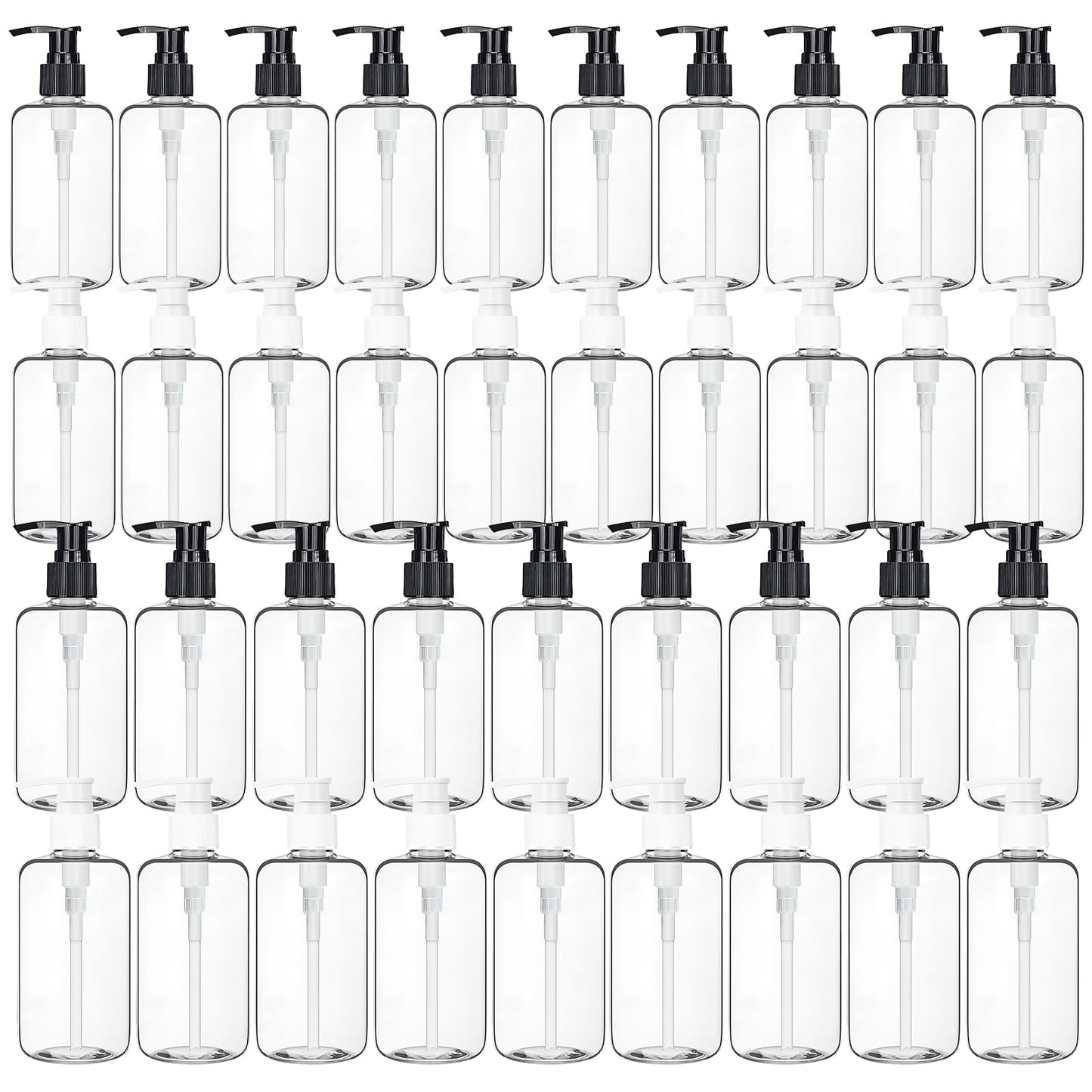 36 Pack 250 ml Clear Plastic Pump Bottles, Refillable Lotion Dispensers