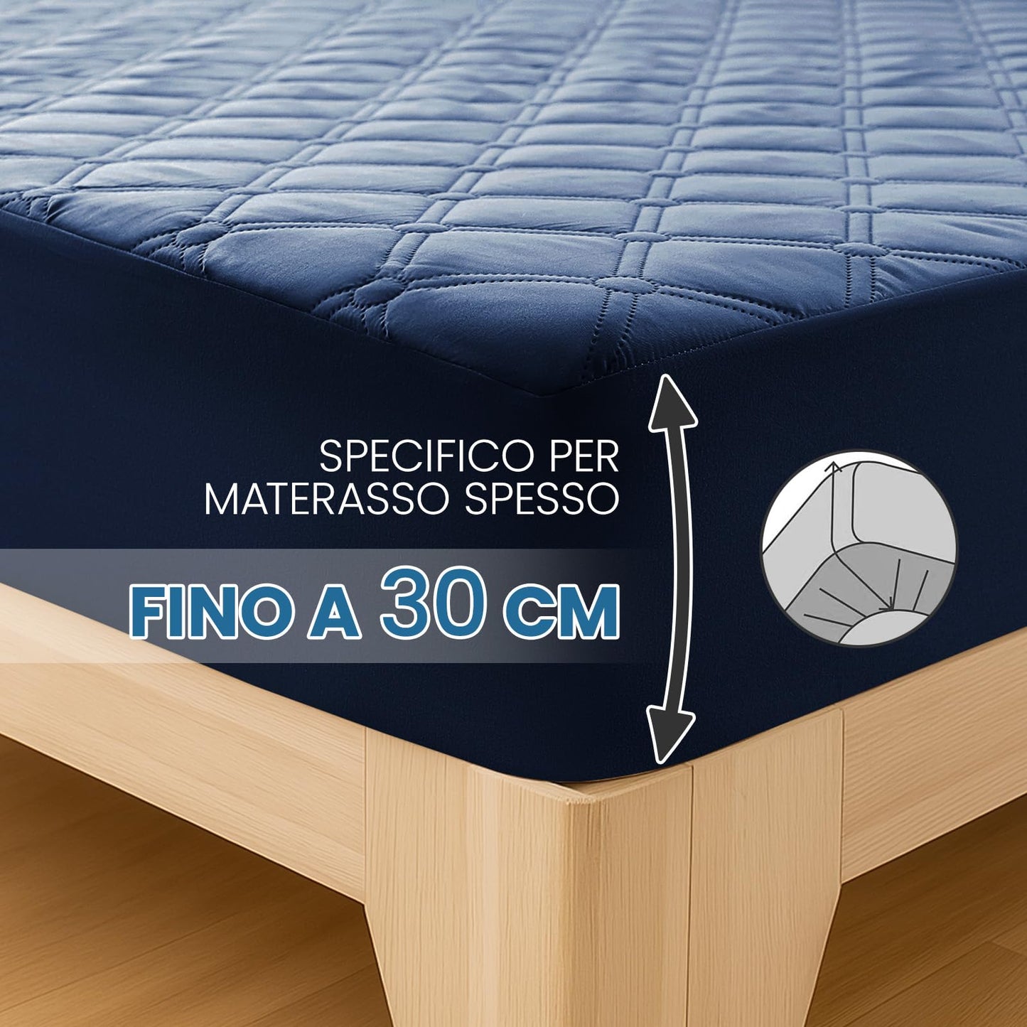 Ystyle Fitted Sheet 180 x 200 cm, Microfibre, Fitted Sheet - Mattress Height up to 30 cm, Navy Blue