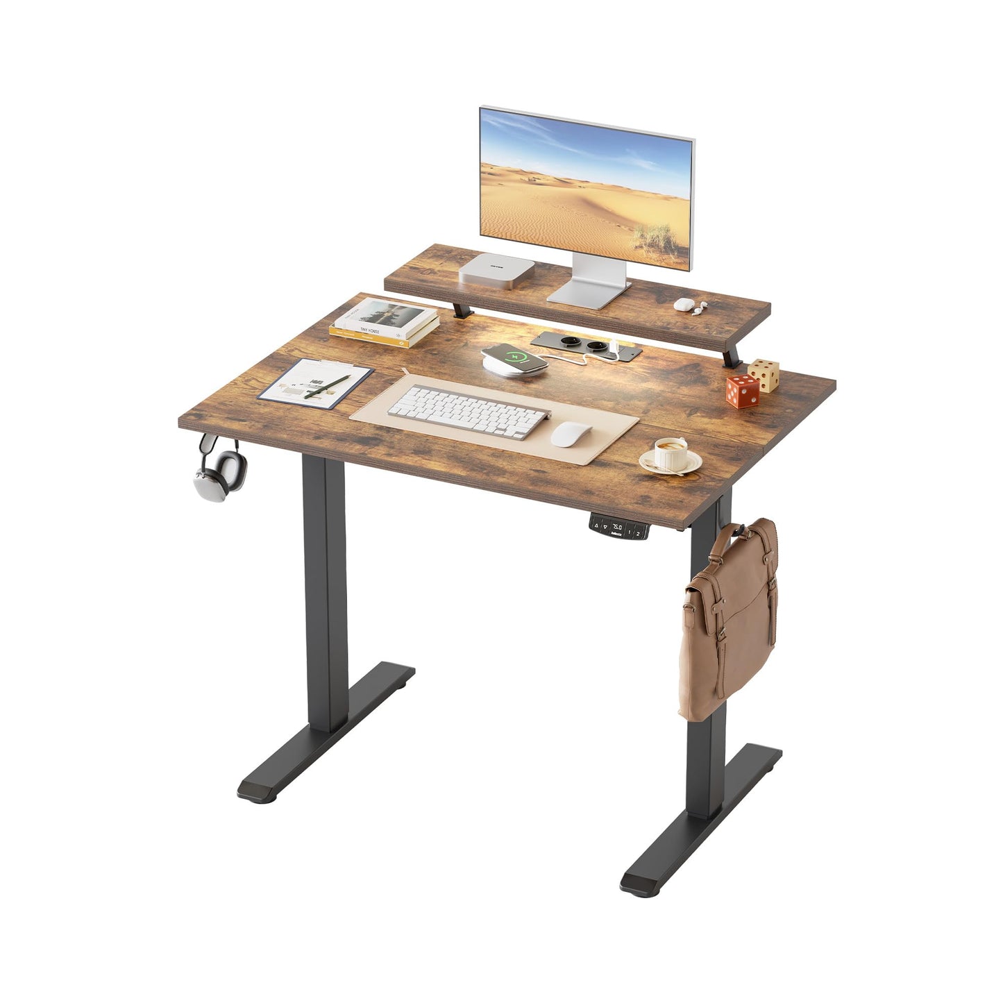 Klicelor Electric Standing Desk, Led & Plug, Movable Monitorstand, 100x60