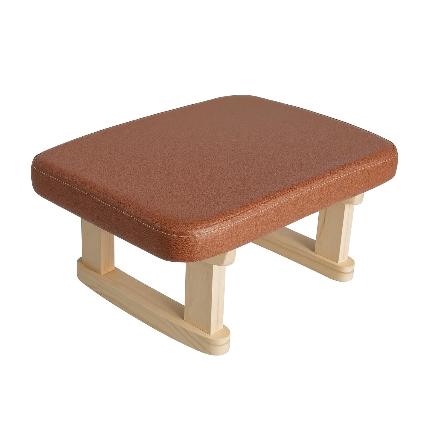 Margolongte Foot Stool, Pouffe Footstool with Removable Cover, Linen Fabric Small Footstool with Cushion