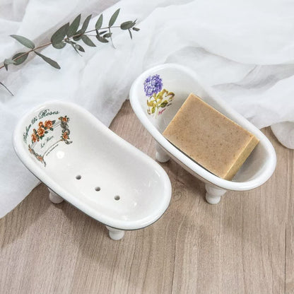 Ceramic Mini Bathtub Soap Dish Decortative Clawfoot Bathroom Soap Dish Style 05