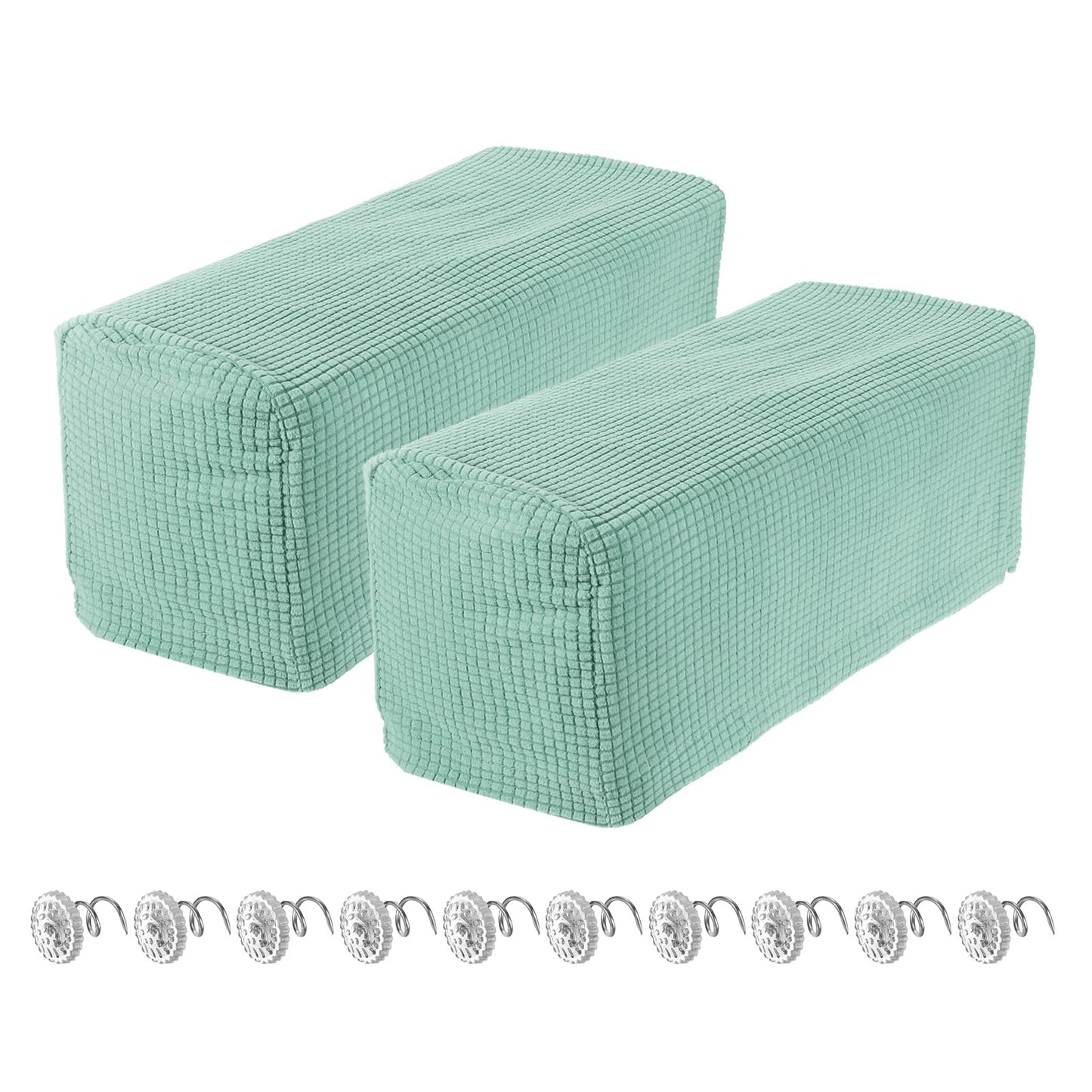 sourcing map 2pcs Stretch Armrest Covers for Chairs/Sofas, Couch Arm Covers with Twist Pin, Furniture Protector Slipcovers Mint Green