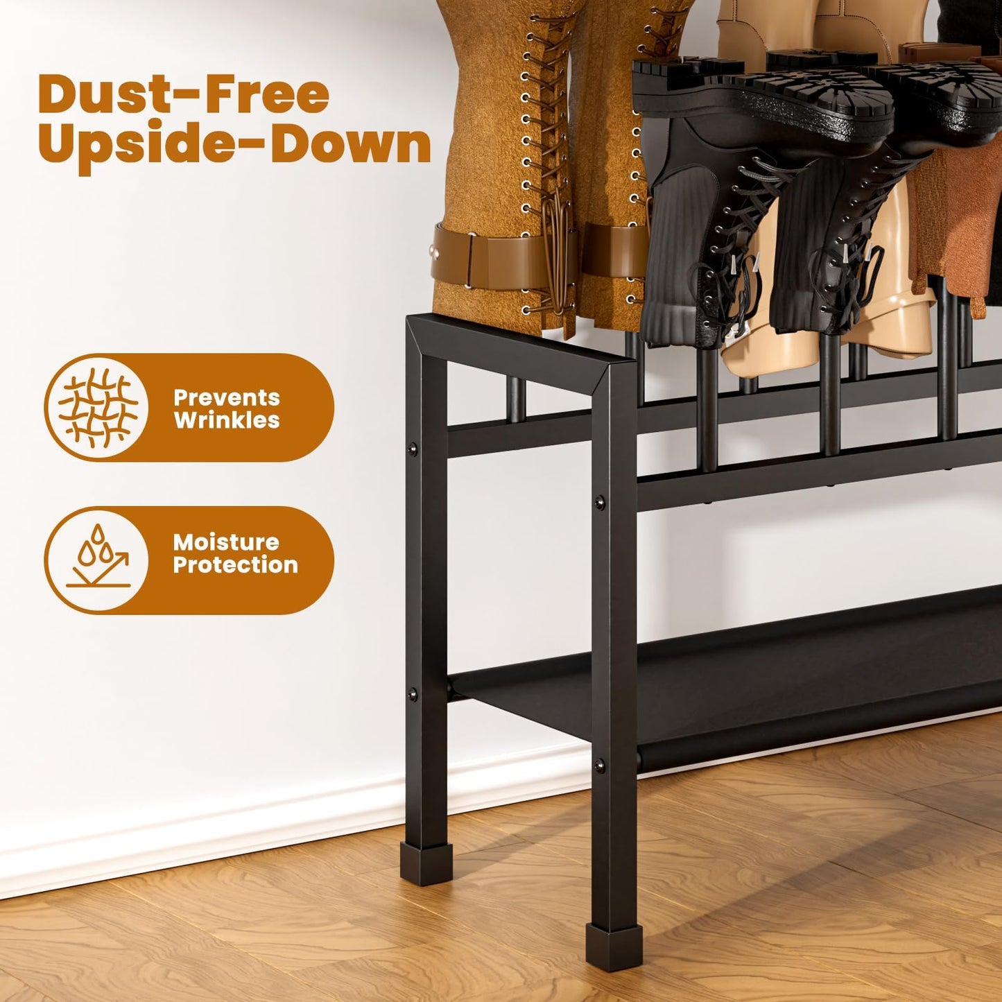 Mavivegue 2-in-1 Boot Rack & Shoe Rack,2-Tier Detachable Standing Shoe Rack