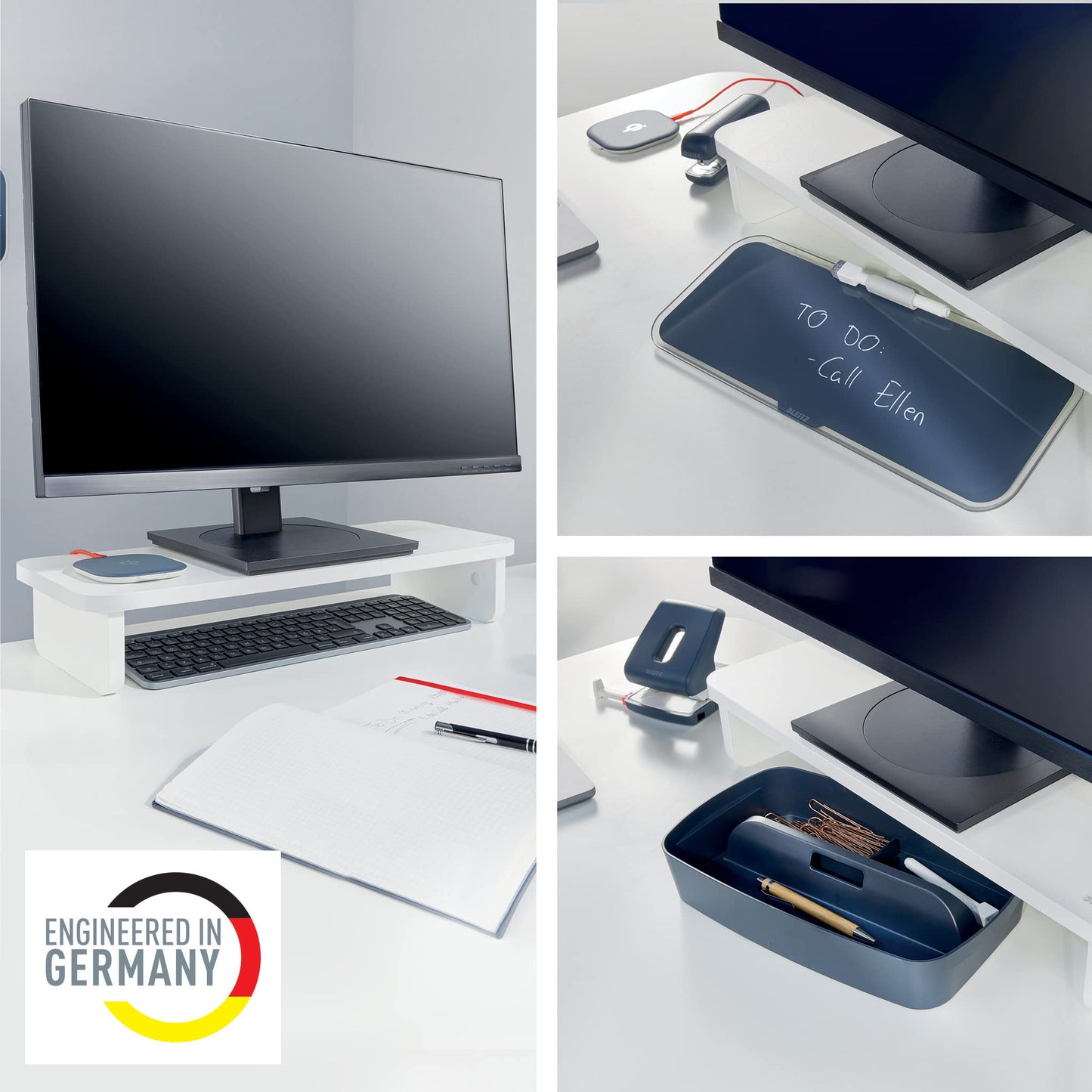 Leitz Monitor Stand Suitable For Desktop & Laptop, Ergonomically Designed Tabletop Riser, 24 Inch Monitor Screens Up To 20kg