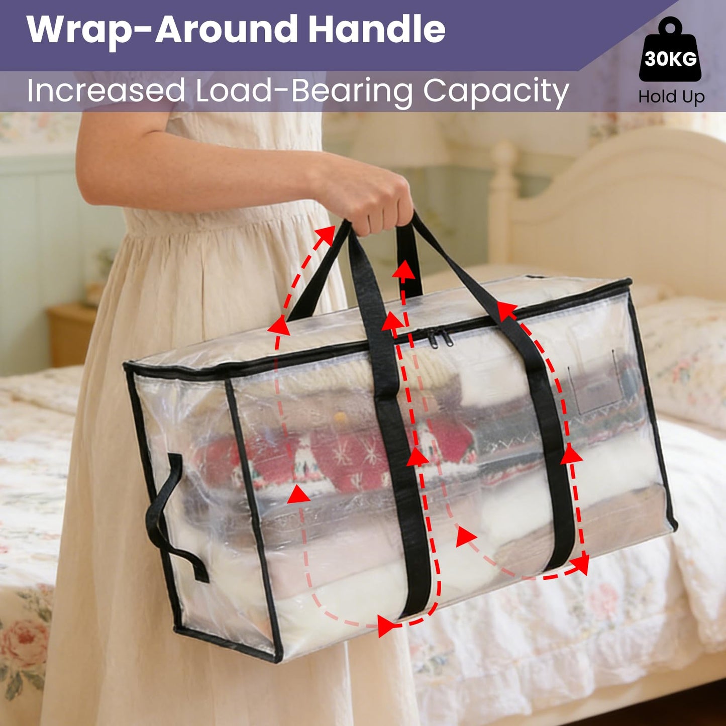 6 Pack Large Moving Bags, Foldable Storage Bags for Loft, Bedding, Clothes & Toys, Heavy Duty Packing Bags with Handles, Backpack Straps & Zippers