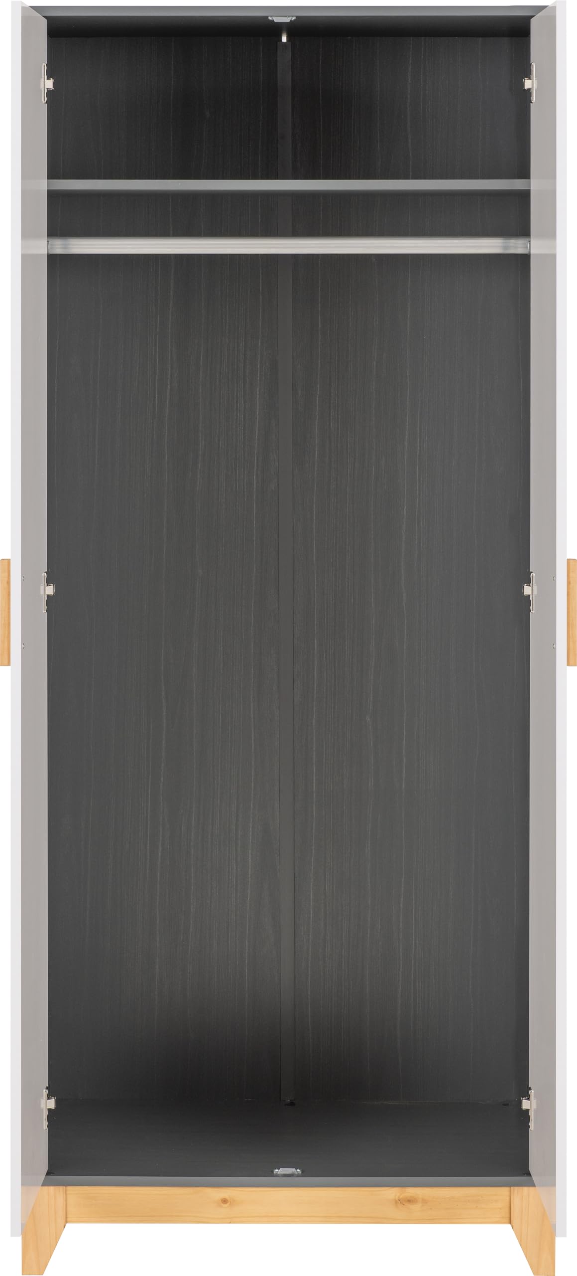 Seconique Cleveland 2 Door Wardrobe in White/Grey Metal Effect