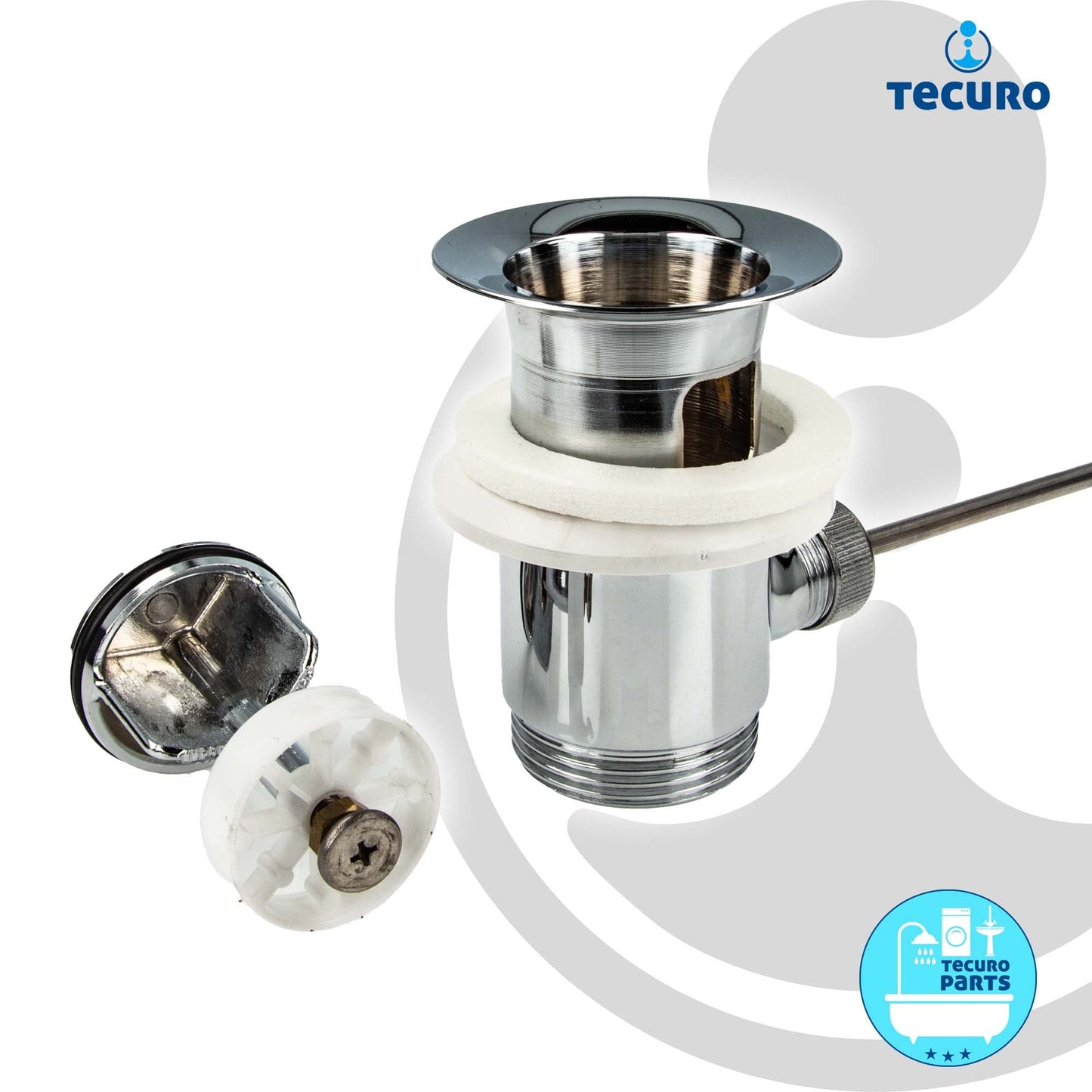 Excenter Drain and Overflow Fittings for Sinks with Overflow, Glossy, Chrome Plated