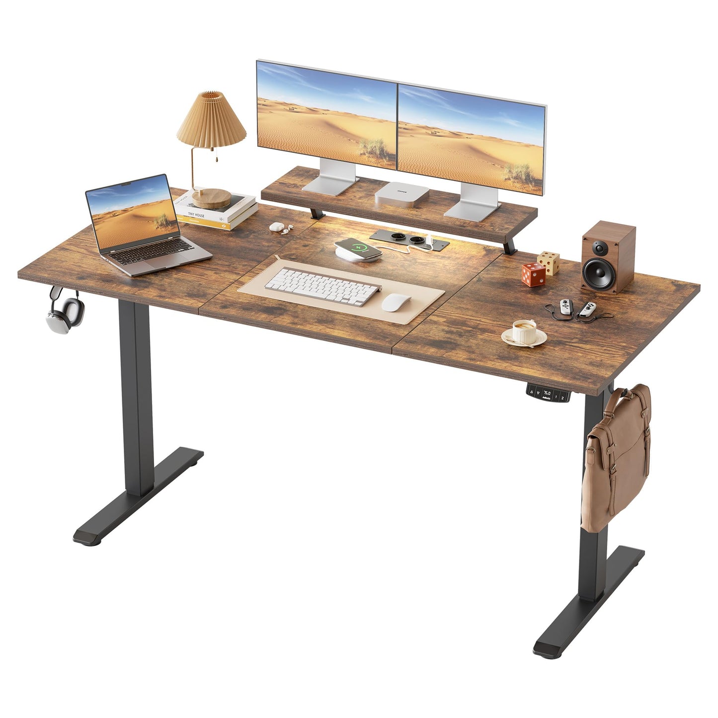 Klicelor Electric Standing Desk, Led & Plug, Movable Monitorstand, 160x60