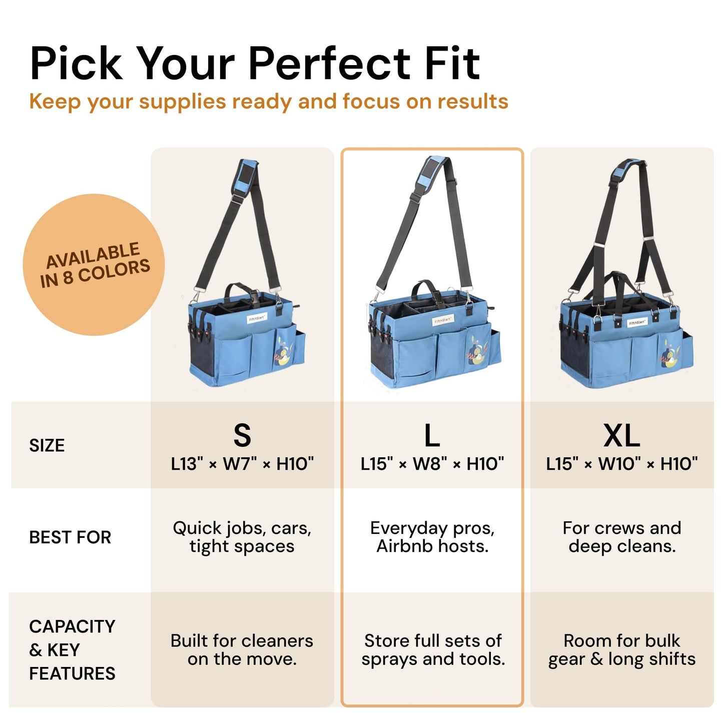 FifthStart Multipurpose Cleaning Caddy with Handle, Waist & Shoulder Strap - Nappy Caddy - 9 Pockets & Easily Cleaned