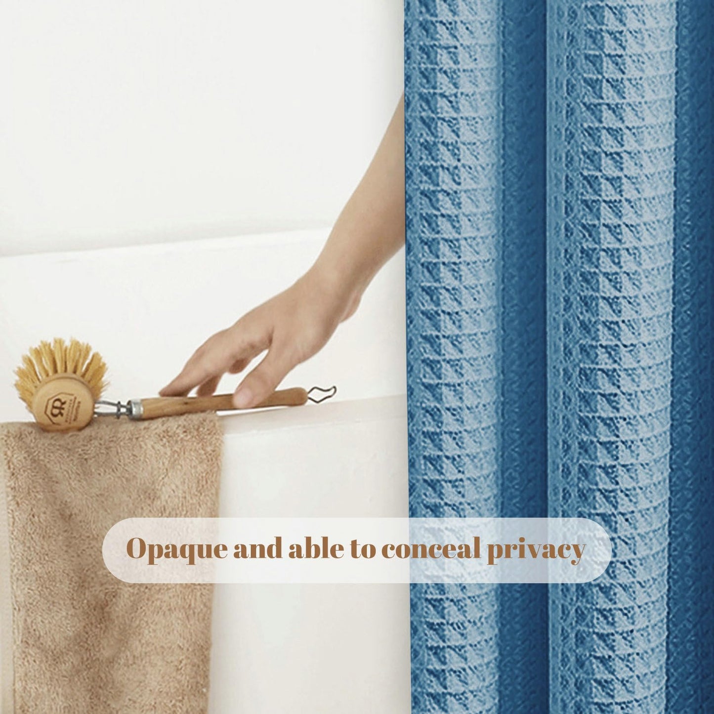 Stfery Waffle Shower Curtain with Metal 120x200 Shower Curtain Waterproof Mould Resistant