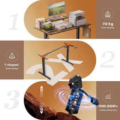 Klicelor Eletric Height Adjustable Desk, Movable Monitorstand, 160x60cm