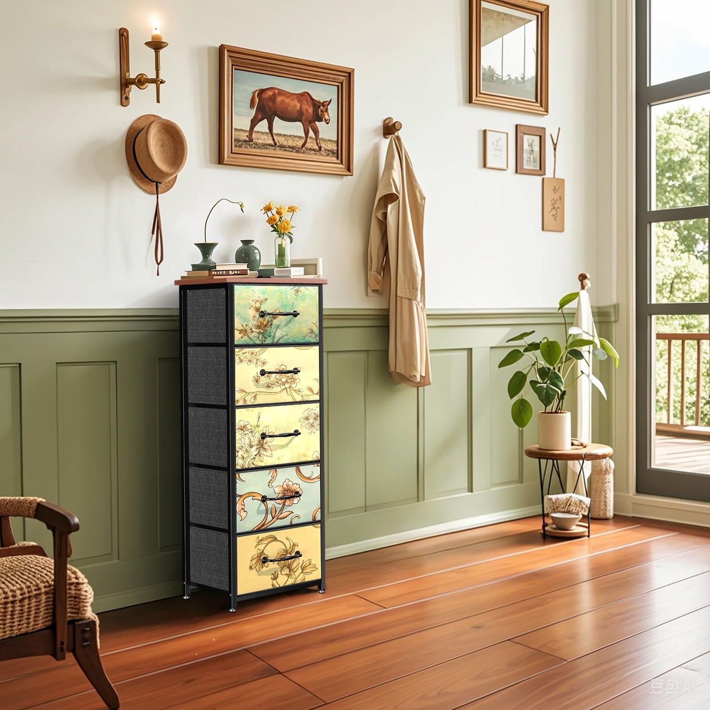 LNZHAO 5 Drawer Tall Chest of Drawers Bedroom