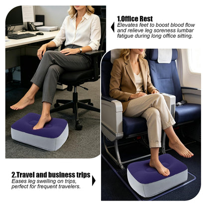 Inflatable Foot Rest for Travel 2 Pack, Inflatable Foot Rest Pillow for Car Office Home Grey Blue