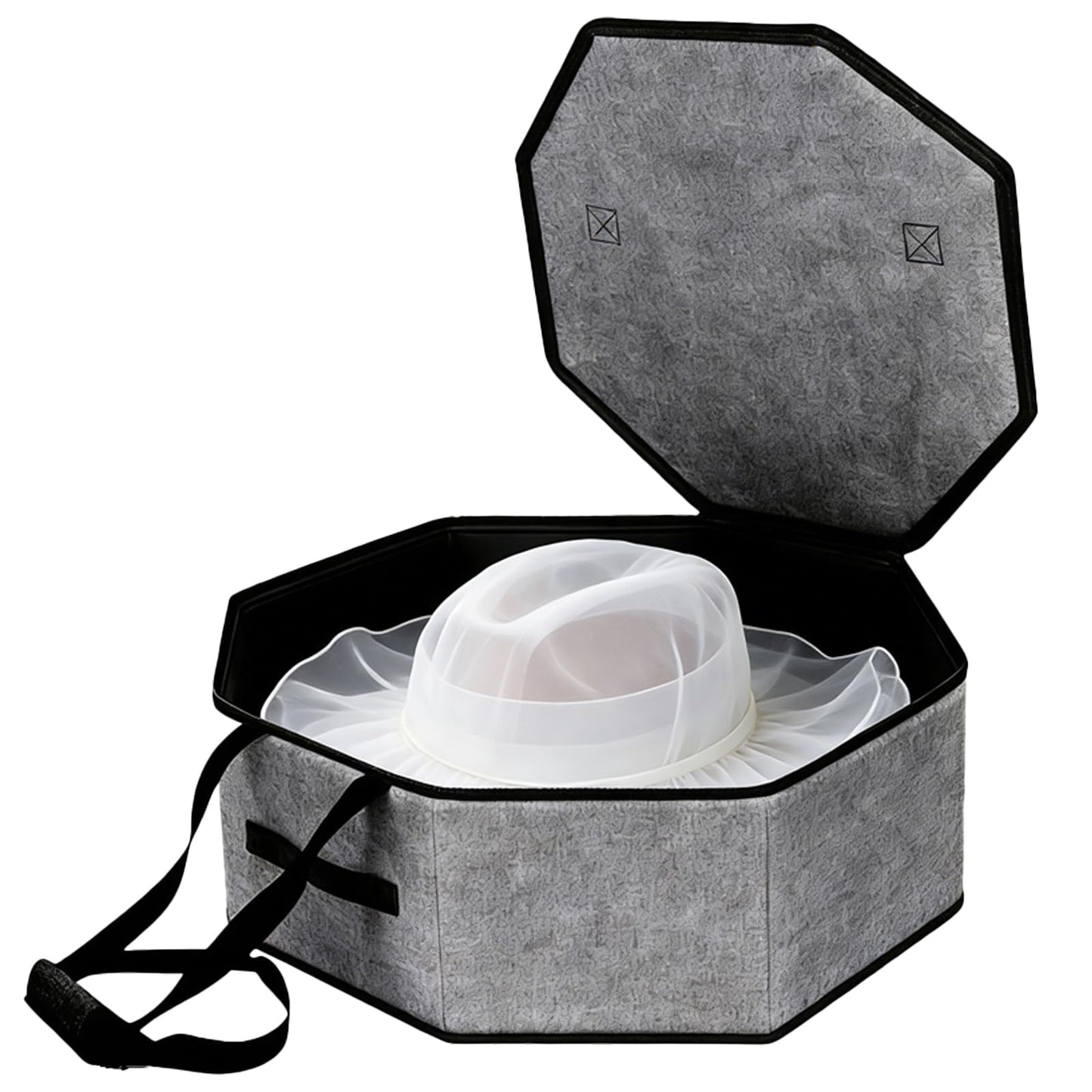 Calolin Hat Box For Travel, 16.9x7.1 in Collapsible Hat Organizer For Women Men, Large Capacity With Lid, Portable Travel Hat Storage Case, Gray