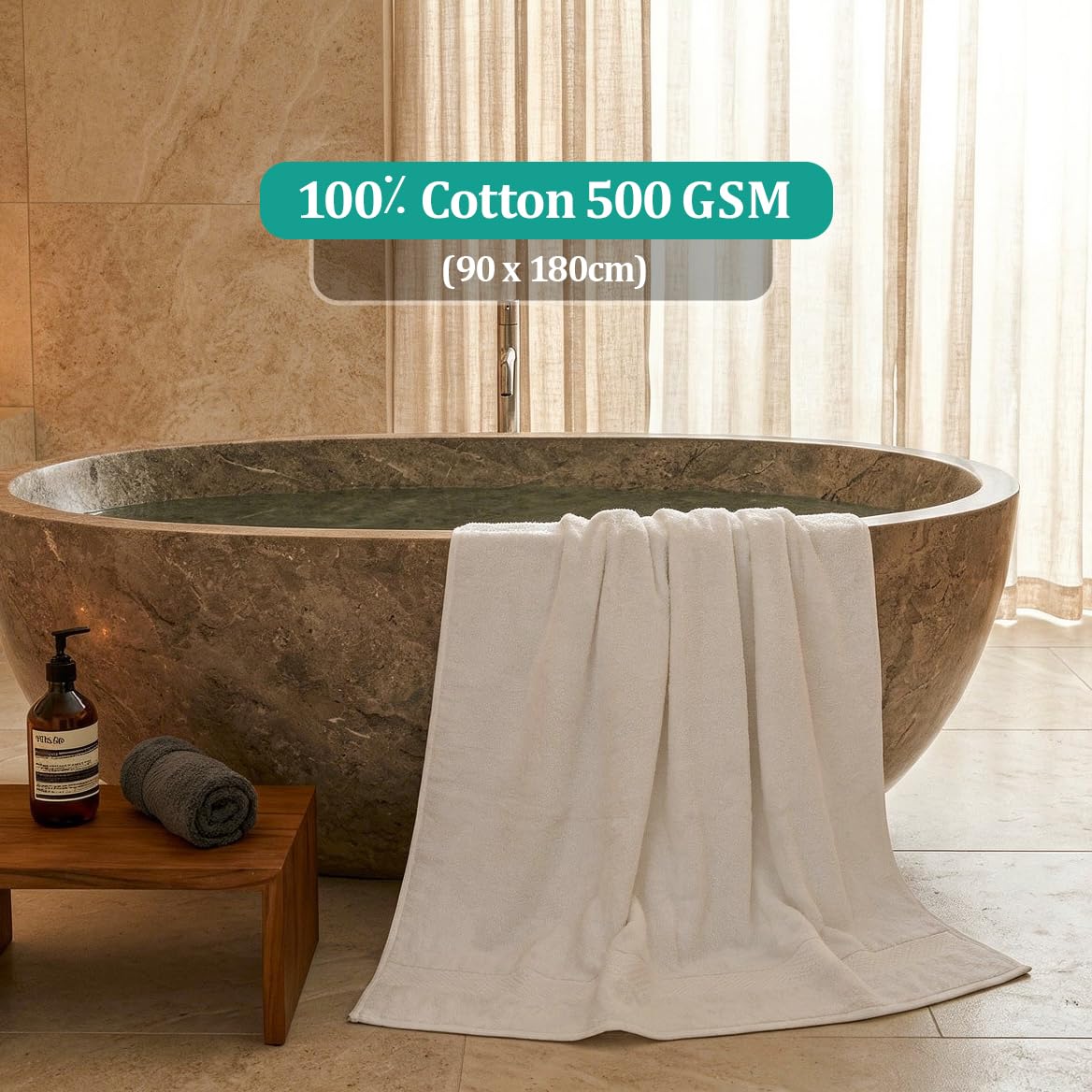 MistyMorning Extra Large Bath Sheets Pack of 2 Jumbo Size 90x180cm,100% Cotton 500GSM Super Soft & Highly Absorbent Quick Dry Luxury Bathroom