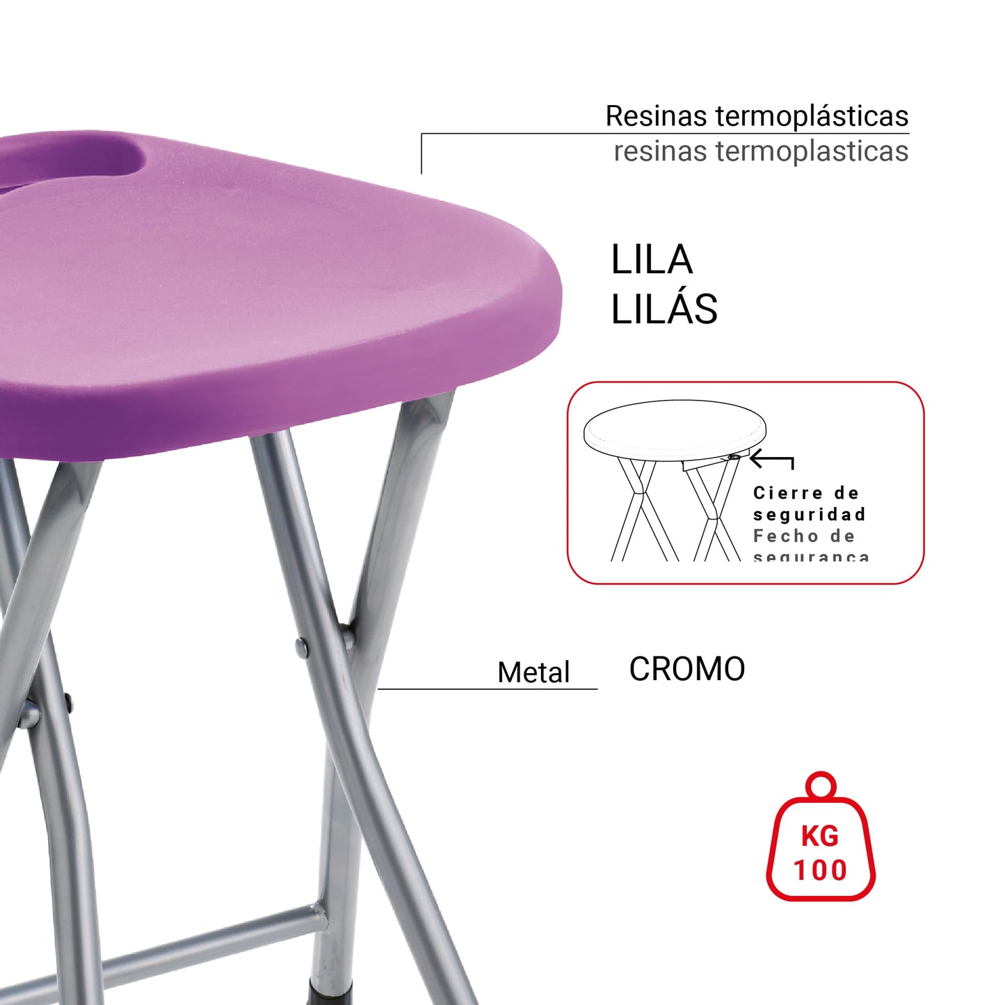 Gedy - Tabouret REPLIABLE Plastic/MÉTAL Lilas - Gedy - G-CO757900300