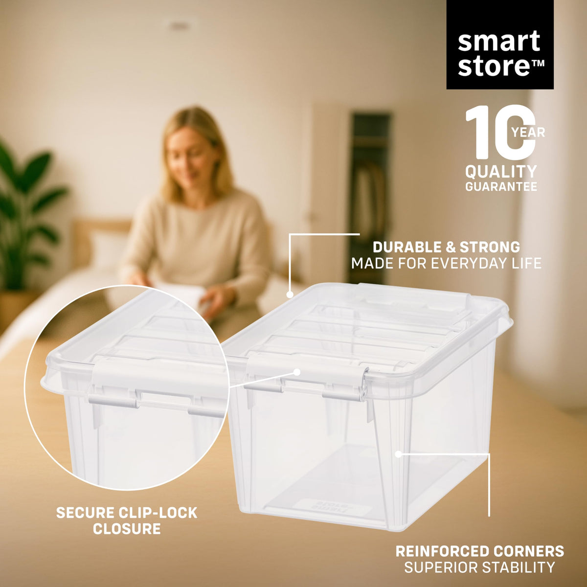 SmartStore - 8x Plastic Storage Box with Lid Classic 1.5L 20x15x11cm |Storage Drawers|Food-Safe Material|Kitchen & Organisation|BPA-Free|Durable
