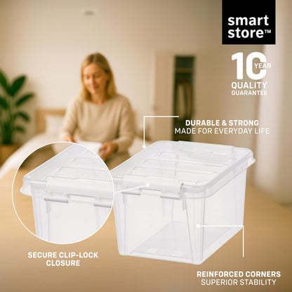 SmartStore - 8x Plastic Storage Box with Lid Classic 1.5L 20x15x11cm |Storage Drawers|Food-Safe Material|Kitchen & Organisation|BPA-Free|Durable