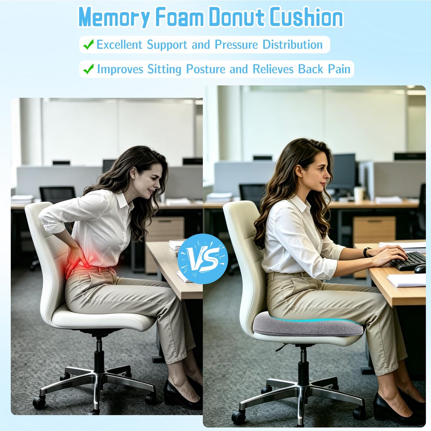 KANGBES Donut Cushion for Hemorrhoids, Coccyx Pain Relief Seat Cushion