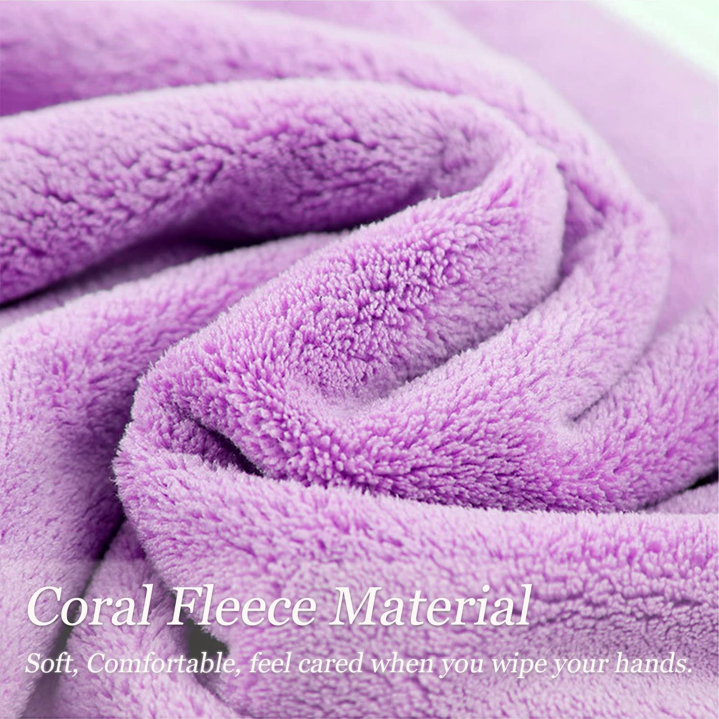 Ailelan Coral Fleece Small Hand Towels, 5 Towel Hooks 50x25CM Quick Dry