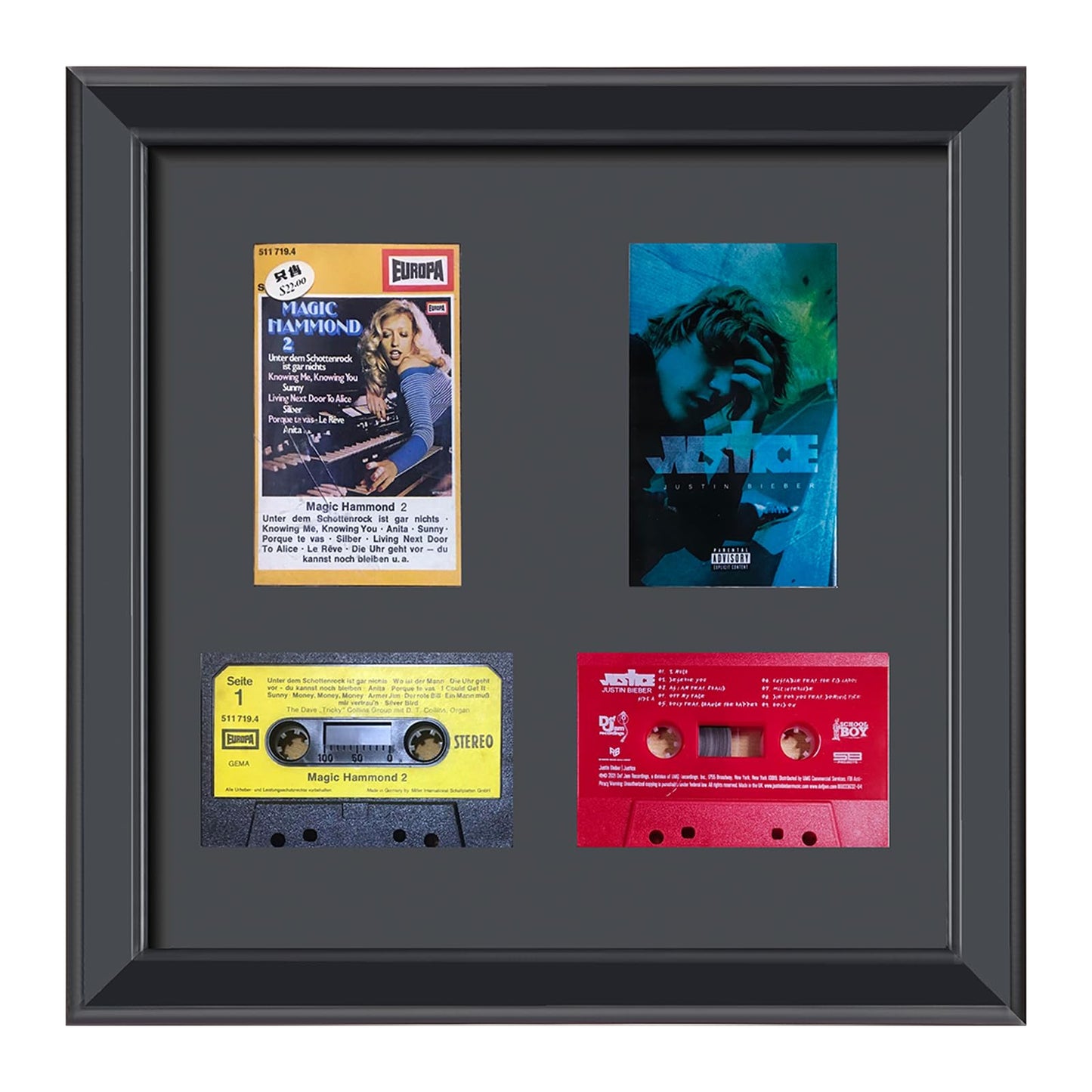 Cassette Tape Storage Shadow Box Display Cabinet,Cassette Storage Display Frame,Cassette Tape Case Display Frame with EVA Foam Lining,Retro Music