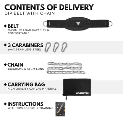 GORNATION Weight Belt Up to 1000 kg Load, Attaching an Extra Weight with Chain or Rope, Street Workout and Fitness, Stainless Steel Weight Belt