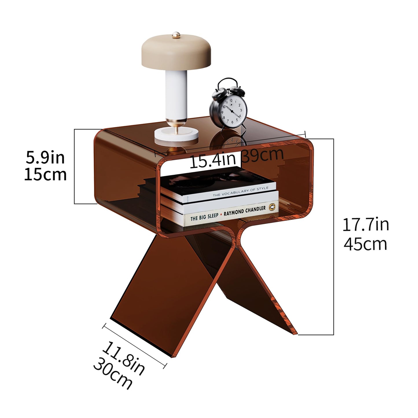 solaround Acrylic Side Table, No Assembly, 39 x 30 x 45 cm, Dark Brown