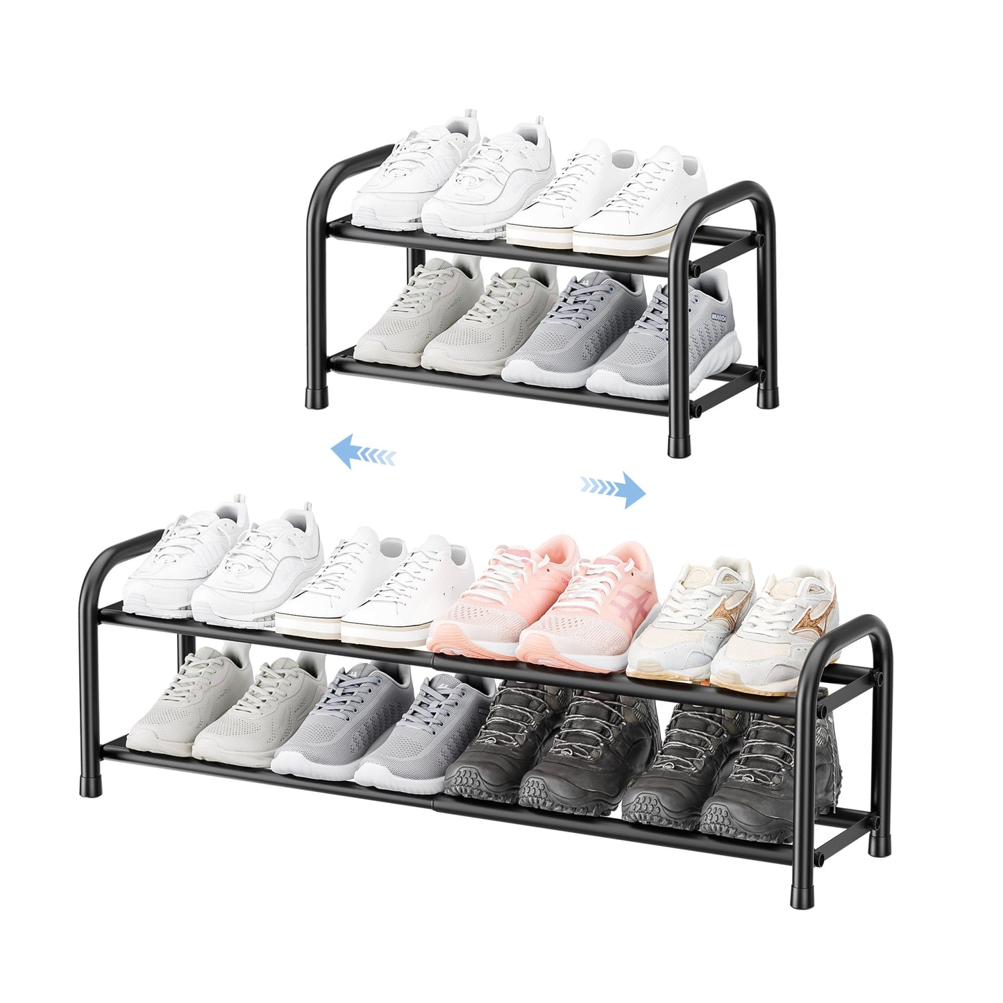 ENJOYBASICS Expandable Shoe Rack, 2 Tier Adjustable Shoe Storage Shelf