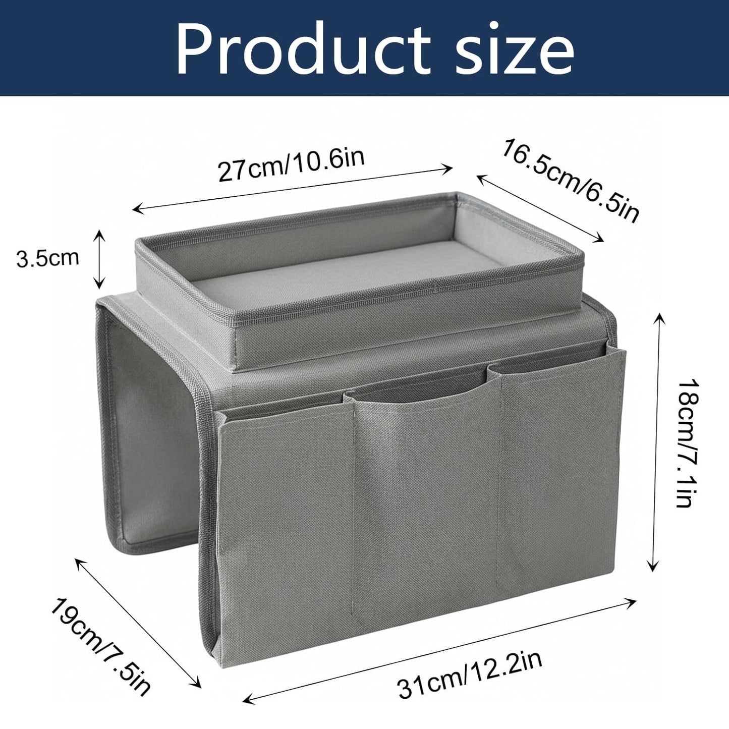 SIXHAOBU Sofa Armrest Organizer with Tray, Versatile Armchair Tray Waterproof Sofa Arm Chair Table Holder Non-Slip Armrest Organiser with 4 Bags for